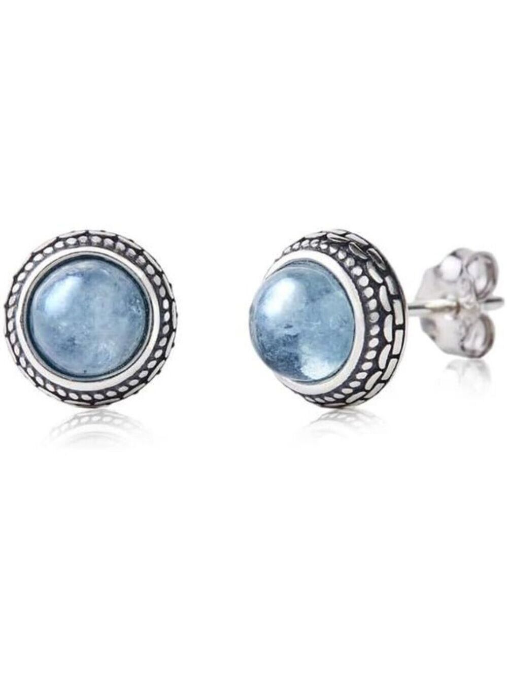Aquamarine Birthstone Stud Earrings Sterling Silver Crystal Jewelry Gift Women